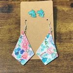 Unicorn Studs Floral Dangle Earrings Set Teal‎ Blue Photo 7