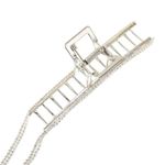 Shiny Rhinestones Long Chain Hairclip Metal Hairpin for Women Crystal Hair Claw Silver Photo 0