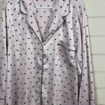Victoria's Secret  satin long pajama top in pink with black hearts size XXL Photo 3