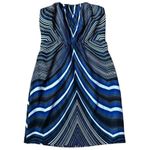 The Limited  Blue Black Art Deco Strapless Art Geo Blouson Mini Dress Size 8 Photo 0