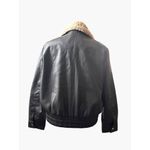 French Connection  Vegan Leather Bomber Jacket Shearling Collar Snap Closure Photo 1
