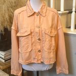 ZARA  Linen Blend Long Sleeve Frayed Button Down Shirt Top Size Large Photo 0