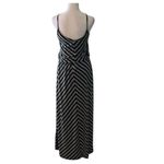 Poof! size small black and grey striped spaghetti strap maxi dress EUC Photo 1