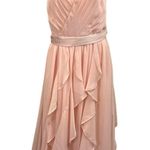 Vera Wang White by  Coral Sleeveless Ruffle Halter Bridesmaid Maxi Dress Size 6 Photo 0