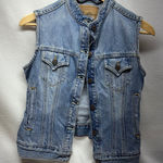 Levi Strauss Signature Women's Denim Vest Sleeveless Button Front Collared Blue Photo 0