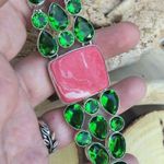 Rainbow Calsillica & Peridot Sterling Silver Toggle Bracelet Photo 3
