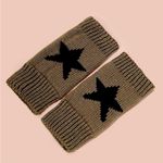 Moda Knit Fingerless Gloves Hand Warmers with Black Star Design Photo 1