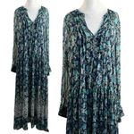 Free People Bohemian See it through Maxi Dress Twilight Floral Small Retro 70s Photo 4
