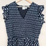 LEA Women's 2X Black Smocked Midi Dress with Pockets Short Flutter Sleeve Photo 2