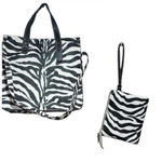 Zebra Print Black & White Hand Bag/Tote w/ Zip Wallet/Pouch/Wristlet Photo 0