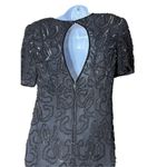 Vintage Amor Black 100%‎ Silk Beaded Dress Size Medium Photo 4