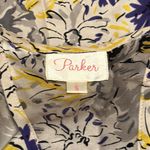 Parker ‎ Gray Yellow Purple Floral Print Sleeveless Silhouette Dress Silk Small Photo 8