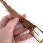 Vintage 70s New Hampshire hand Beaded Western Leather Belt small Brown Photo 7