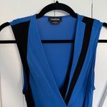 Bebe Blue and Black Plunging Bodysuit Photo 4