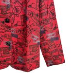 VTG Norm Thompson Red Travel Print Linen Cotton Jacket Blazer Women’s Size M Size M Photo 4