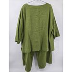 Bryn Walker Linen Set Tunic Top Pants Green Oversized Crop Wide Leg Pants Large Photo 3