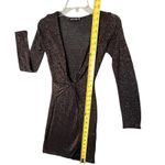 Pretty Little Thing  Dress Womens US 2 Black Glitter Plunge Twist Bodycon Mini Photo 3