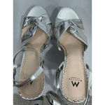 Shoedazzle Womans Madison By Shoe Dazzle 9.5 M Silver Strappy Platform Snake Print Heels Photo 5