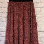 LuLaRoe Jill Pink Shimmer Elastic Waist Eyelash Fringe Knit Skirt Size XS Photo 0