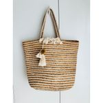 Nalini Extra large Jute Tote/Market/Beach Bag Tassels Boho Tan Photo 8