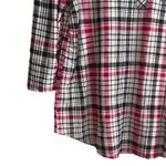 Eden & Olivia Top Women L Black Red Split Neck 3/4 Roll Tab Sleeve Plaid Popover Photo 9