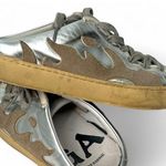 Bibi Lou X Anthropologie 35 / 5 Gamin Sneakers Slip On Metallic Silver Runners Photo 2