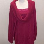 Roaman’s pink layered lace cowl neck sweater Size 4X Photo 0