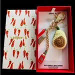 Betsey Johnson Piper K Knit Avocado Multi Charm Keychain Bag Purse Southwestern NWT Photo 1