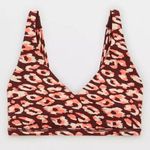 Aerie New Offline Animal Print Mesh Back Plunge Sports Bra Red Pink Size Large Photo 2