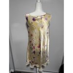 Floral Slip Dress Ruffle Trim Sleeveless Lightweight Yellow Purple size Large Yellow Photo 1