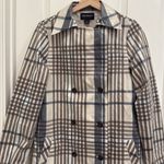 Something Navy  plaid trench coat Photo 2