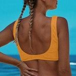 Boutique Yellow front knot ribbed bikini Photo 1