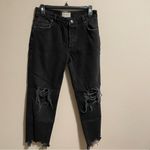 Free People Maggie Mid-rise Straight Button Fly Jeans Washed Black Size 28 Photo 4
