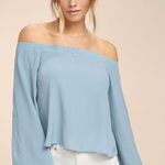 Lulus blue off the shoulder flowy top Photo 0