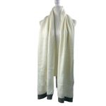 SCARF Tight Knit Rectangular Cream and Gray cozy warm White Photo 3