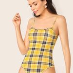 SheIn Yellow Plaid Body Suit Photo 0