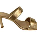 Vince Camuto Aslee Gold Metallic Two-Strap Square Toe Heeled 7 Dress Sandals Photo 1