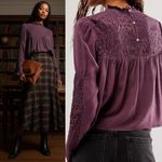 Free People NEW  Smocked In Time Long Sleeve Top Plum Dark Academia Size Medium Photo 1