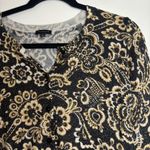 Talbots  Floral Metallic Button Cardigan Sweater Black Gold L Cotton Blend‎ Photo 1