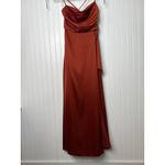 Lulus NWT  So Loving Rust Orange Satin Pleated Lace-Up Backless Maxi Dress Size M Photo 1