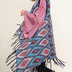 Umgee Multicolor Diamond Knit Open Long Body Vest Photo 0