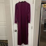 Vtg LORRAINE Size M Nightgown Burgundy Satin Silky Romantic Ruffle Neck Keyhole Photo 6
