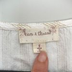 Hem & Thread Womens Striped Top Blouse V Neck Ruffle Cap Sleeve Tie Beige Small Photo 5