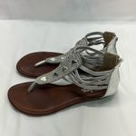 Palms  PAIGE GLADIATOR SILVER WEDGE SANDAL 7.5‎ TEARDROP CLEAR JEWELS STRAP Photo 1