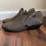 Eileen Fisher  Perry Nubuck Slip On Heeled Ankle Booties Cut Out Photo 1