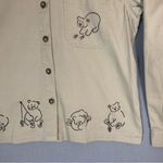 Christopher & Banks Khaki Button-Up Shirt Bear Embroidery Size Med Photo 2