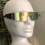 Unisex Trendy Rimless Futuristic Rave Trendy Shades Y2k Shield Flat Top Fashion Eyeglasses Multicolored Silver Tone Grunge Punk Avant Garde Photo 0