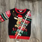 No Boundaries  Festive Reindeer Sweater - Black, Red, Green Photo 11