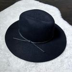 Phenix Black 100% Wool Leather Band Wide Brim Hat Photo 2