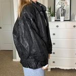 Black leather ruffled unique western bomber jacket Size L Photo 1